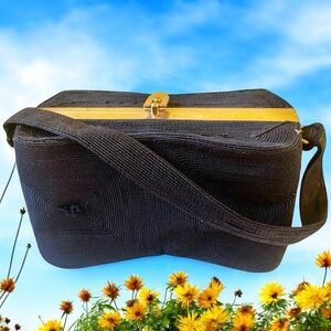 Cordé Structured Purse Vintage 50's USA Black RAYON Handbag Sculpured